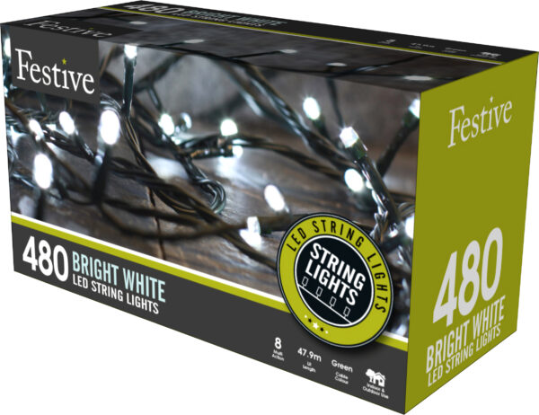 Festive box of 480 bright white lights.