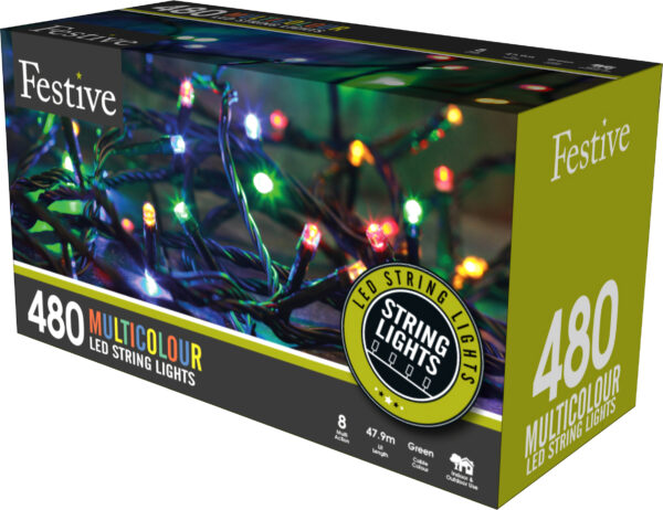 Festive 480 multicolour fairy lights in a box