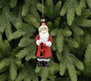 A traditional blown glass Chritsmas tree decoaration of Santa Claus.