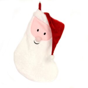 A Santa face stocking, 45cm, hanging on a white background.