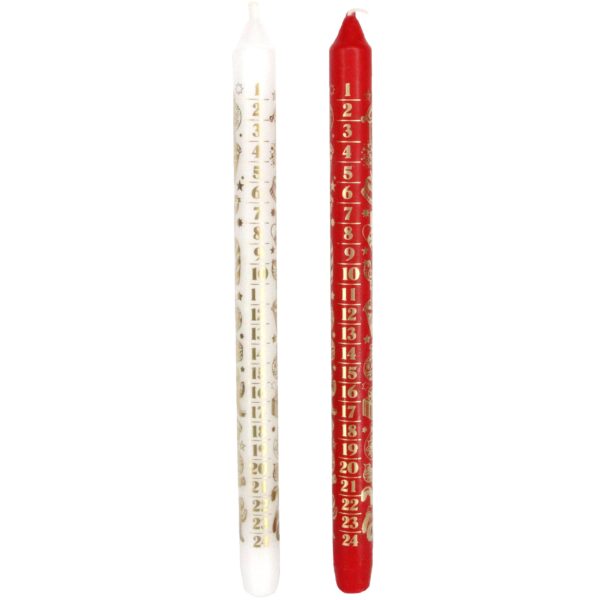 Gisela Graham Advent Candles in Red or White with beautiful gold numbering to mark the days of Advent.