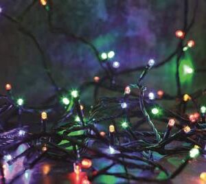 A bunch of LED Multicoloured Lights on a table.