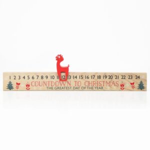 A Wooden Sliding Reindeer 'Countdown to Christmas' Calendar with a reindeer on it.