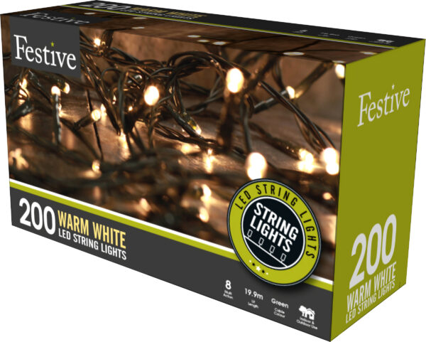 200 Warm White Fairy Lights in a box.